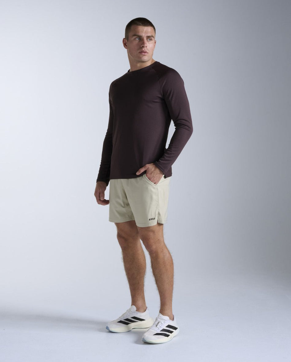 2XU - Aero Mesh Long Sleeve Laufshirt Herren - bark/black reflective - 2X-MR7422A-BAR/BRF-XS - Sportbrands24