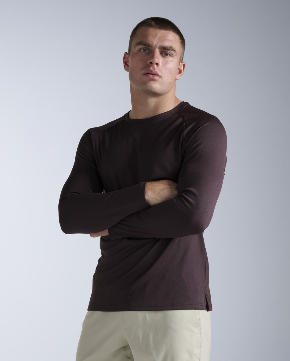 Aero Mesh Long Sleeve Running shirt Men - bark/black reflective