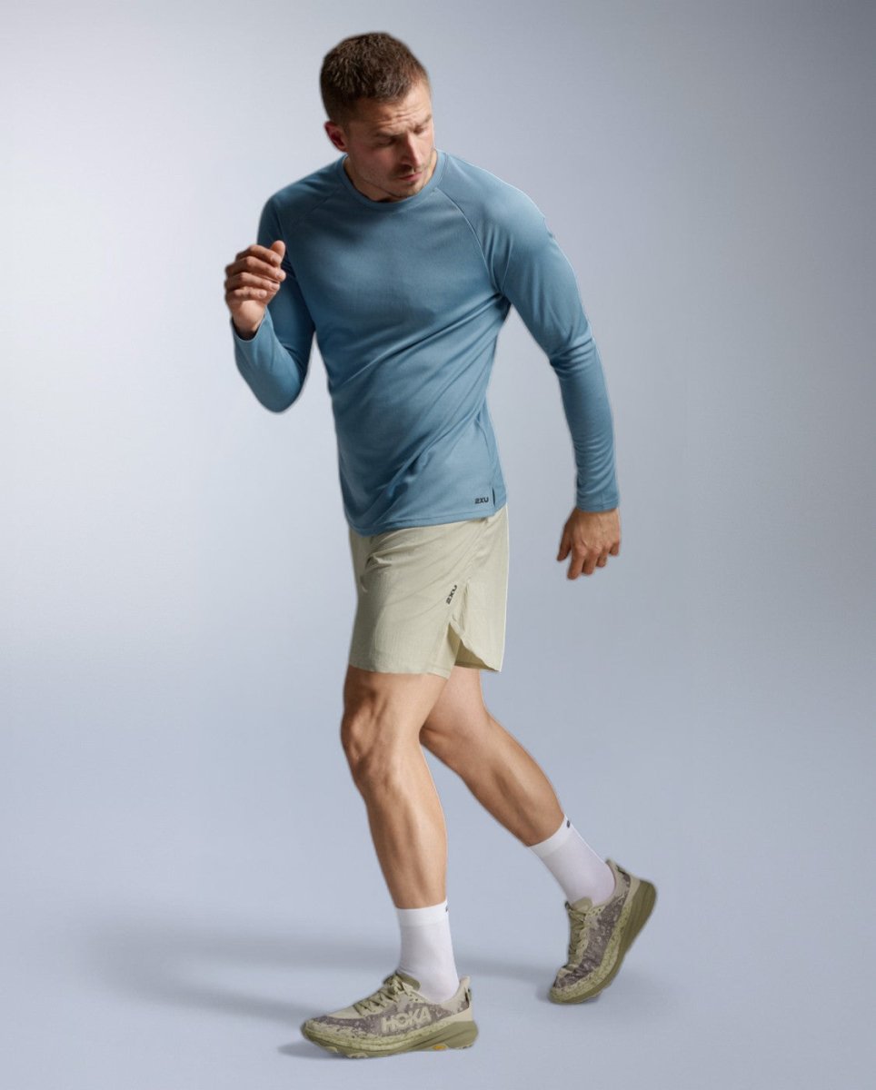 2XU - Aero Mesh Long Sleeve Laufshirt Herren - blue shade/black reflective - 2X-MR7422A-BSH/BRF-XS - Sportbrands24