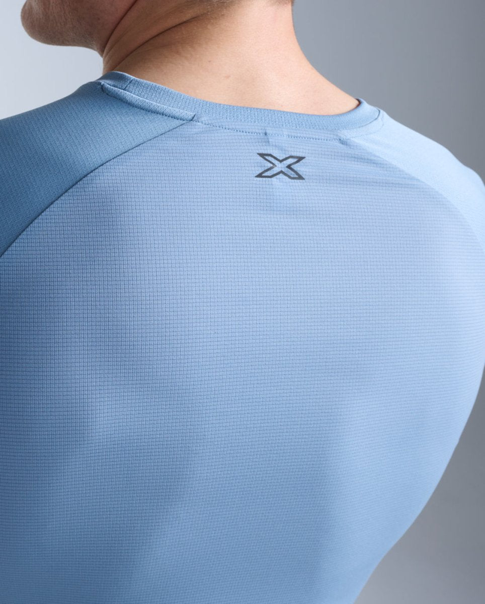 2XU - Aero Mesh Long Sleeve Laufshirt Herren - blue shade/black reflective - 2X-MR7422A-BSH/BRF-XS - Sportbrands24