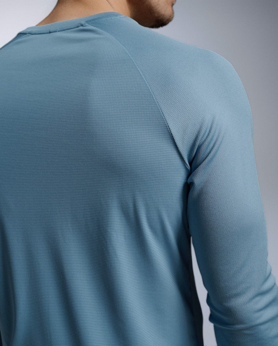 2XU - Aero Mesh Long Sleeve Laufshirt Herren - blue shade/black reflective - 2X-MR7422A-BSH/BRF-XS - Sportbrands24