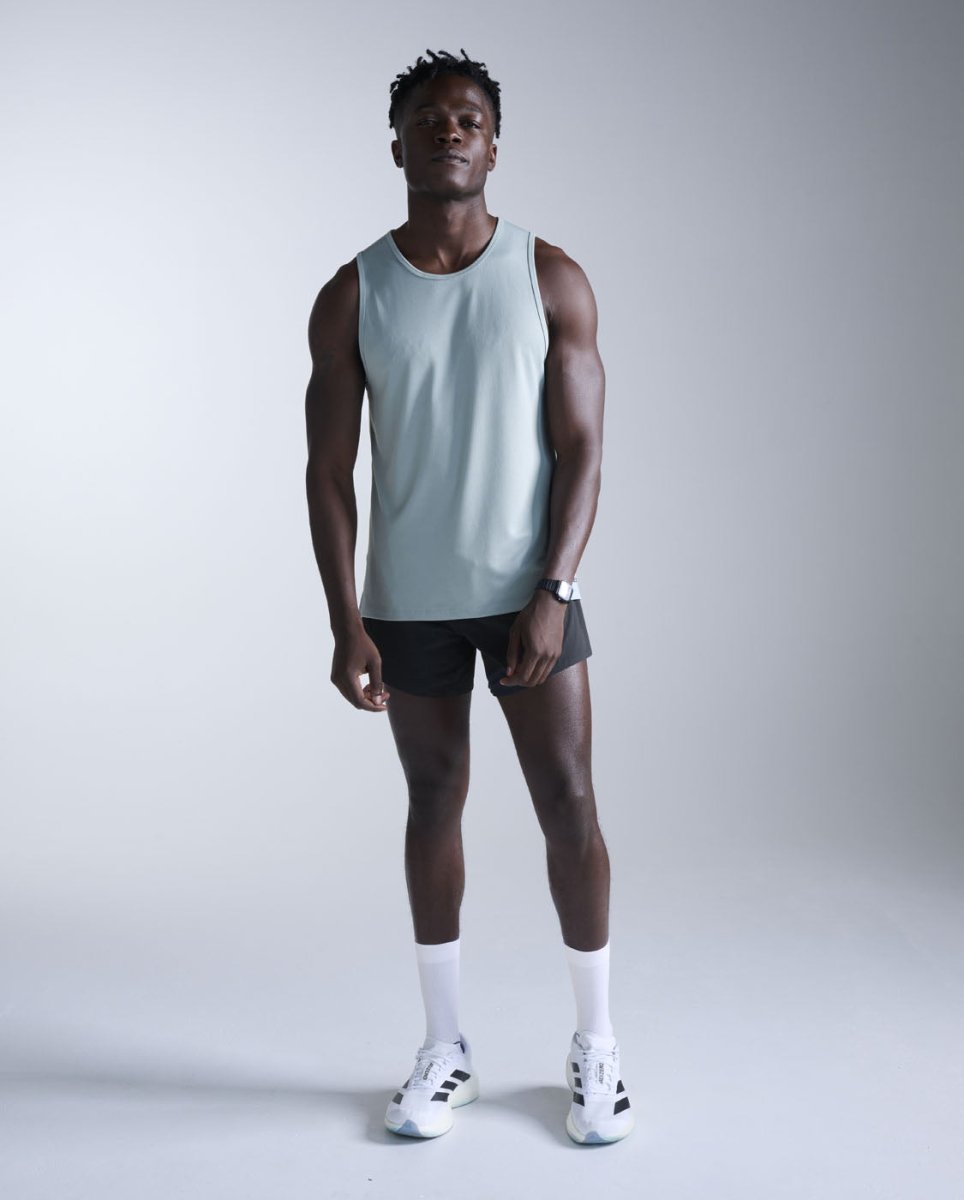 2XU - Aero Mesh Tank Laufshirt Herren - smoke blue/black reflective - 2X-MR7440A-SMB/BRF-XS - Sportbrands24