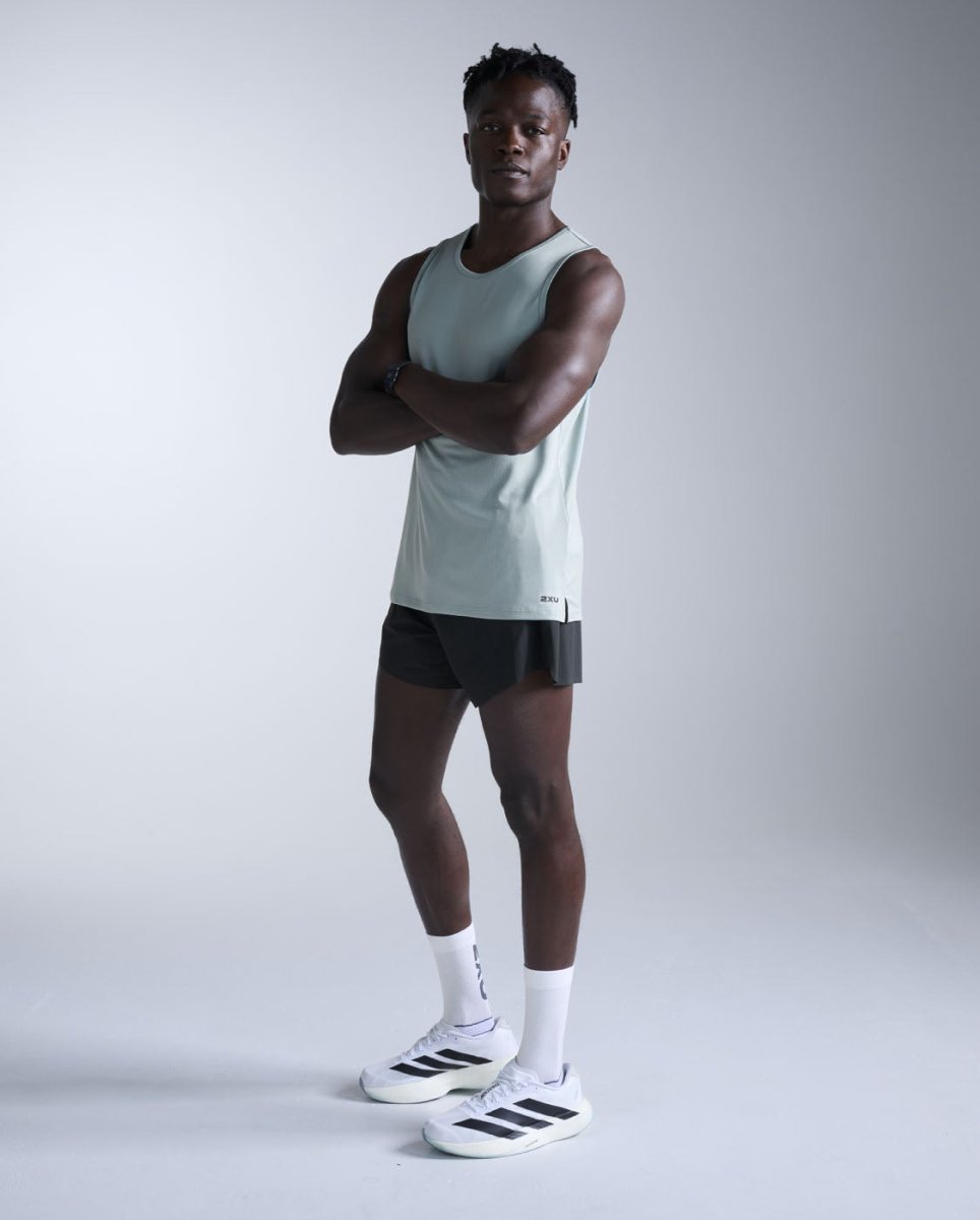 2XU - Aero Mesh Tank Laufshirt Herren - smoke blue/black reflective - 2X-MR7440A-SMB/BRF-XS - Sportbrands24