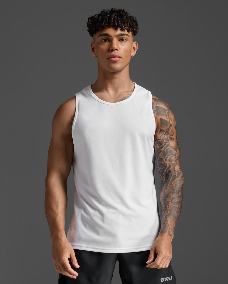 Aero Mesh Tank Laufshirt Herren - white/silver reflective