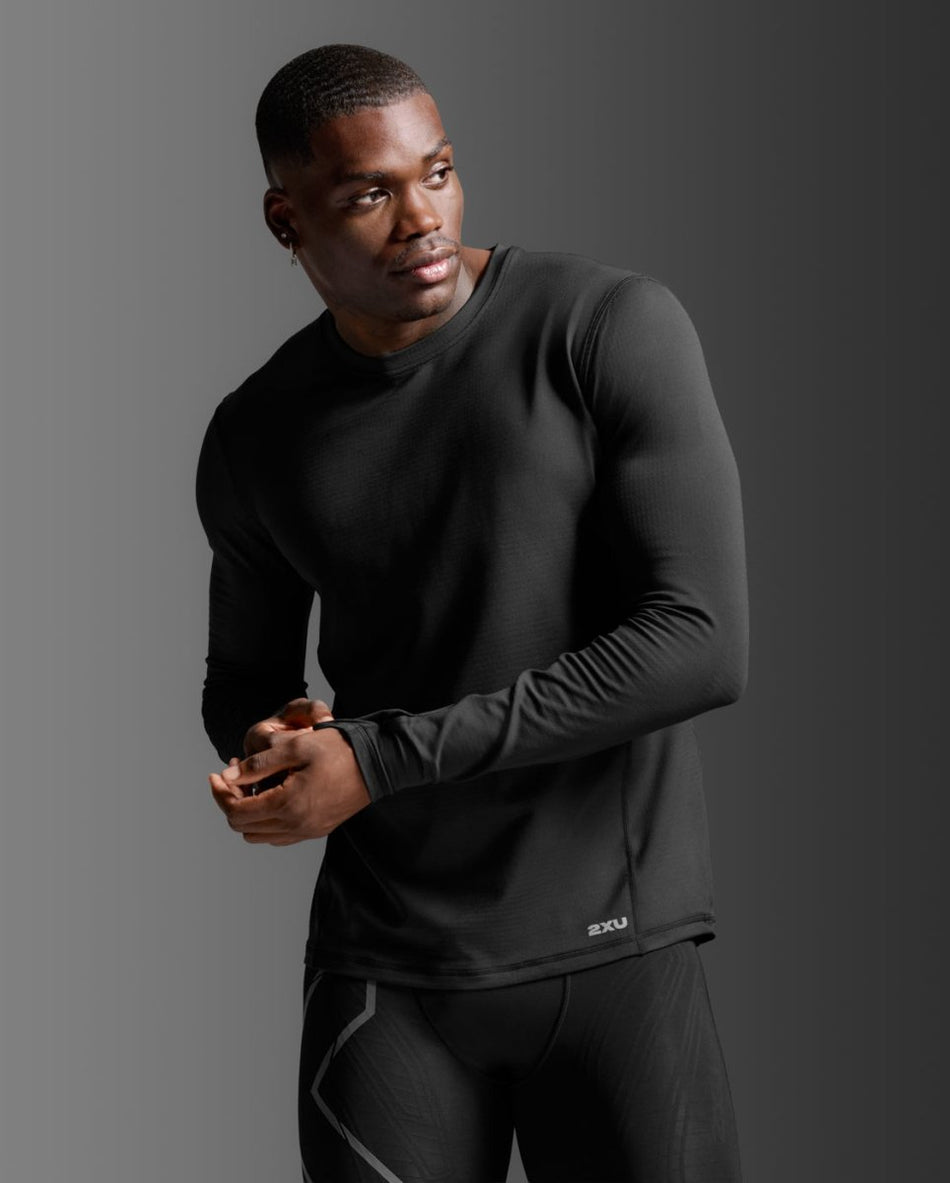 2XU - Ignition Grid Base Layer Longsleeve Herren - black/silver reflective - 2X-MR7448A-BLK/SRF-XS - Sportbrands24