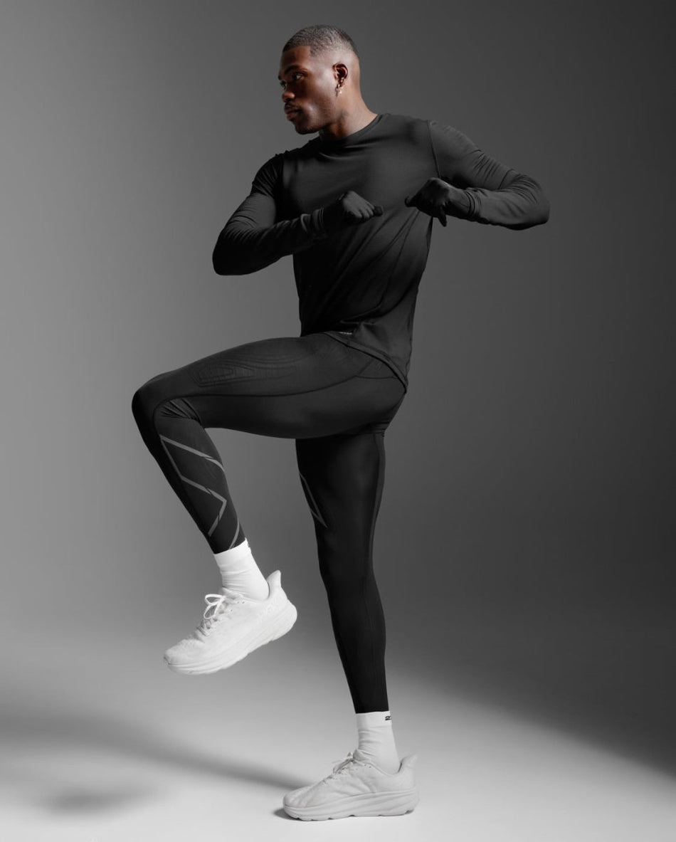 2XU - Ignition Grid Base Layer Longsleeve Herren - black/silver reflective - 2X-MR7448A-BLK/SRF-XS - Sportbrands24