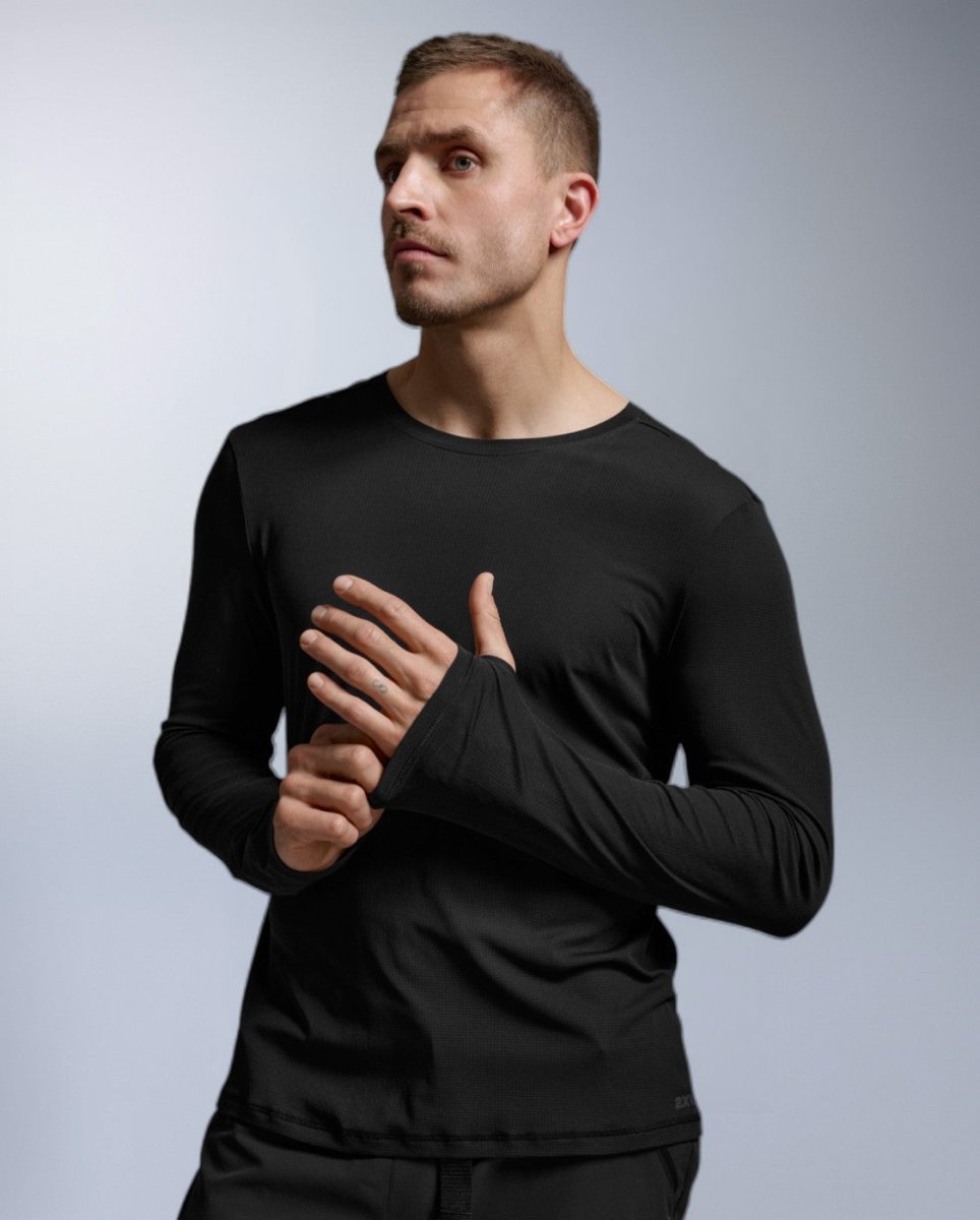 2XU - Aero Trail Long Sleeve Laufshirt Herren - black/black reflective - 2X-MR7671A-BLK/BRF-XS - Sportbrands24