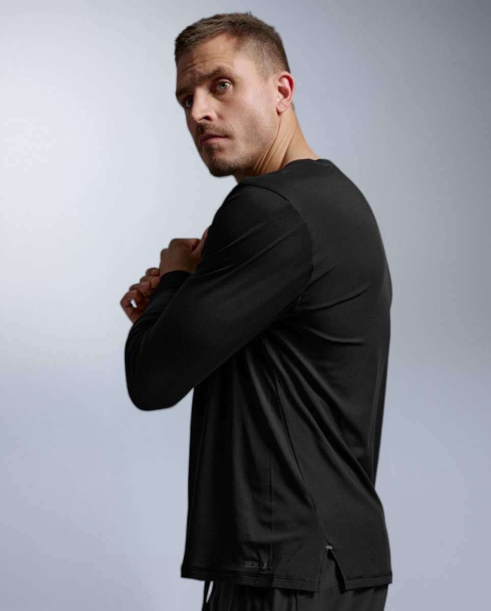 2XU - Aero Trail Long Sleeve Laufshirt Herren - black/black reflective - 2X-MR7671A-BLK/BRF-XS - Sportbrands24