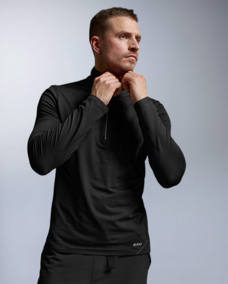 2XU - Aero Trail 1/2 Zip Laufshirt Herren - black/silver reflective - 2X-MR7677A-BLK/SRF-XS - Sportbrands24