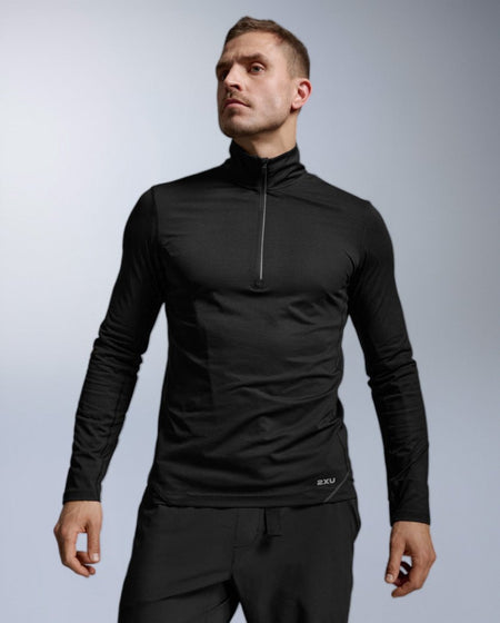 2XU - Aero Trail 1/2 Zip Laufshirt Herren - black/silver reflective - 2X-MR7677A-BLK/SRF-XS - Sportbrands24