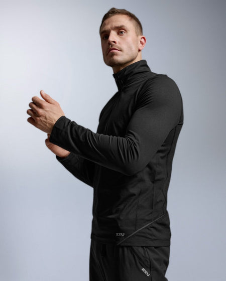 2XU - Aero Trail 1/2 Zip Laufshirt Herren - black/silver reflective - 2X-MR7677A-BLK/SRF-XS - Sportbrands24