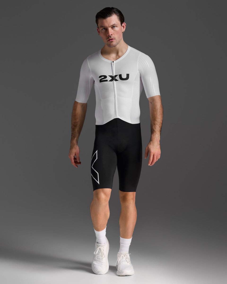 2XU - Light Speed React Sleeved Trisuit Triathonanzug Herren - black/white - 2X-MT7393D-BLK/WHT-XS - Sportbrands24