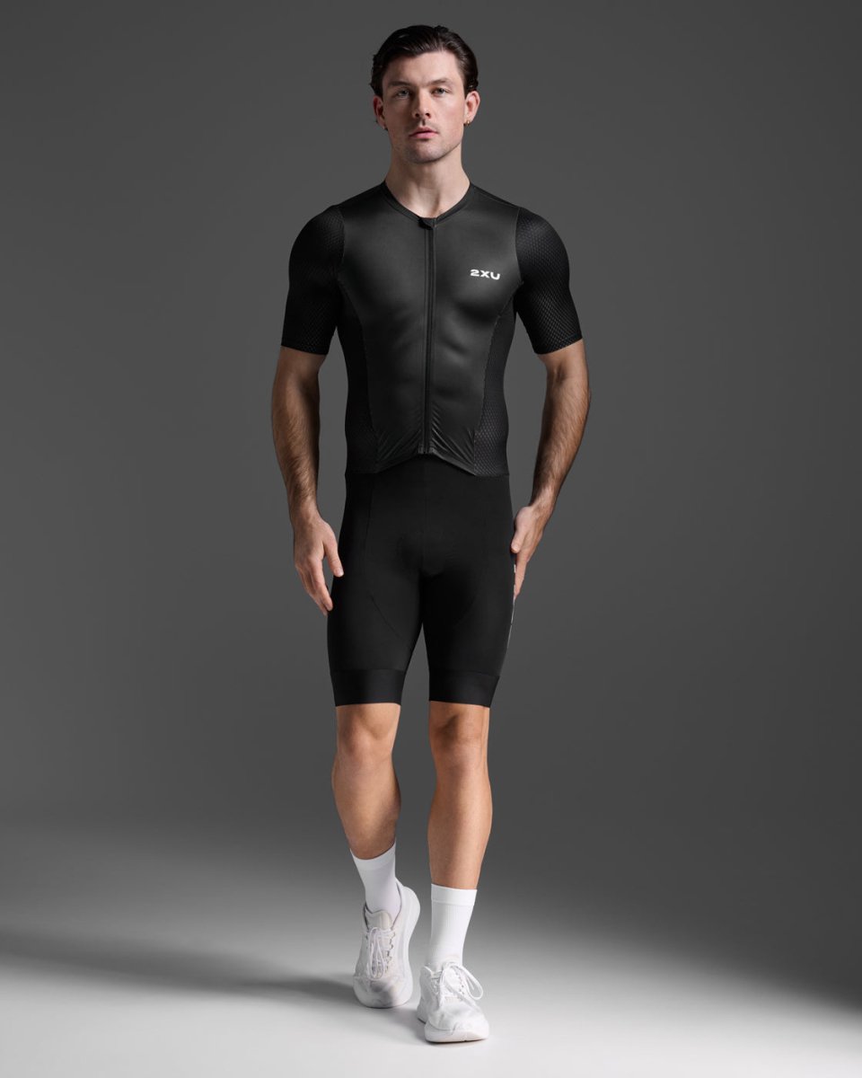 2XU - Aero Hex Sleeved Trisuit Triathonanzug Herren - black/white - 2X - MT7394D - BLK/WHT - XS - Sportbrands24