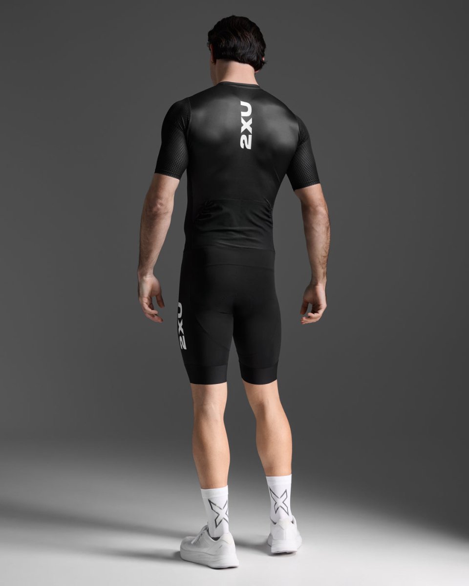 2XU - Aero Hex Sleeved Trisuit Triathonanzug Herren - black/white - 2X - MT7394D - BLK/WHT - XS - Sportbrands24