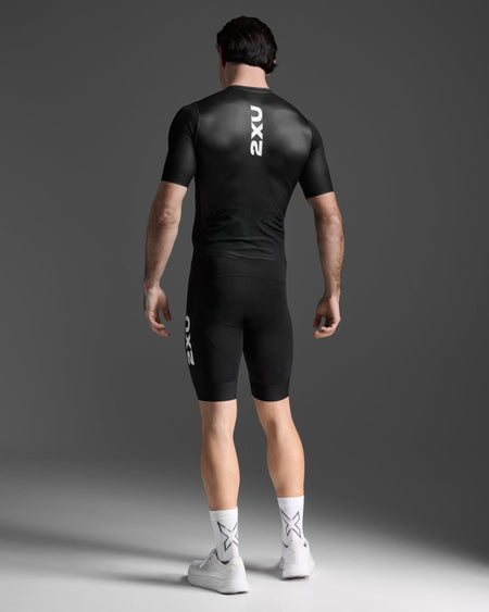 2XU - Aero Hex Sleeved Trisuit Triathonanzug Herren - black/white - 2X - MT7394D - BLK/WHT - XS - Sportbrands24