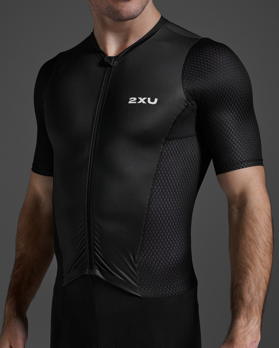 2XU - Aero Hex Sleeved Trisuit Triathonanzug Herren - black/white - 2X - MT7394D - BLK/WHT - XS - Sportbrands24