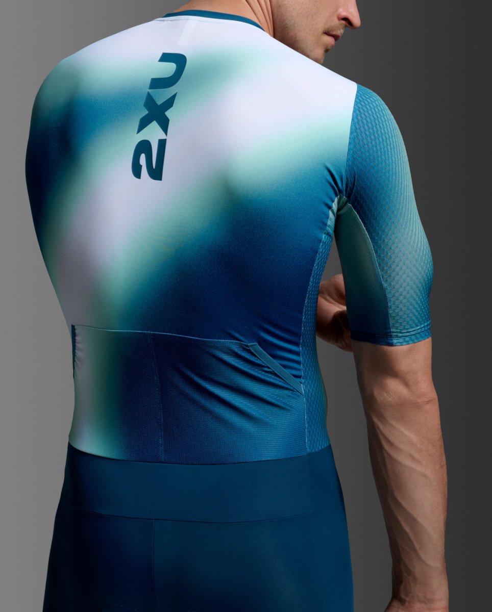 2XU - Aero Hex Sleeved Trisuit Triathonanzug Herren - jelly mint/majol - 2X-MT7394D-JLM/MAJ-XS - Sportbrands24