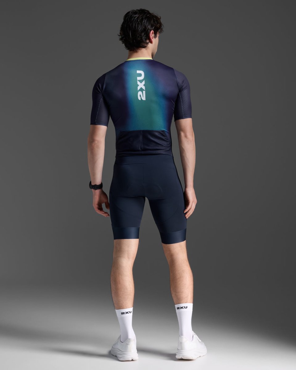 2XU - Aero Hex Sleeved Trisuit Triathonanzug Herren - midnight/cool matcha - 2X - MT7394D - MDN/CLM - XS - Sportbrands24