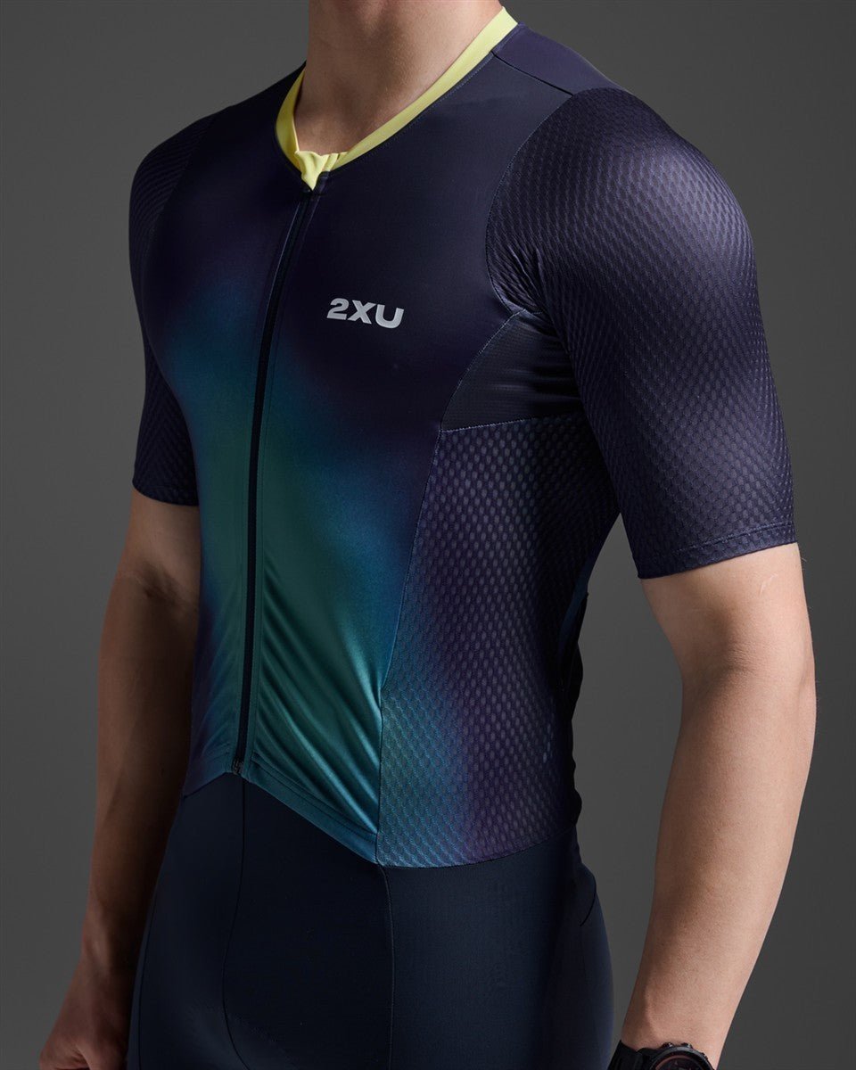 2XU - Aero Hex Sleeved Trisuit Triathonanzug Herren - midnight/cool matcha - 2X - MT7394D - MDN/CLM - XS - Sportbrands24