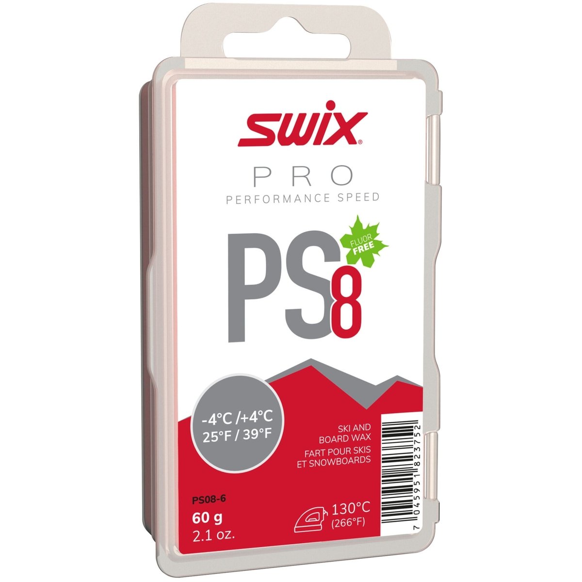 Swix - PS8 Red, - 4°C/+4°C Gleitwachs - PS8 Red - 4°C/+4°C, 60g - SX-PS08-6 - Sportbrands24