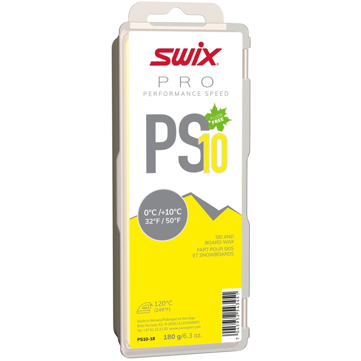 Swix - PS5 Turquoise, - 10°C/ - 18°C Gleitwachs - PS10 Yellow 0°C/+10°C, 180g - SX-PS10-18 - Sportbrands24
