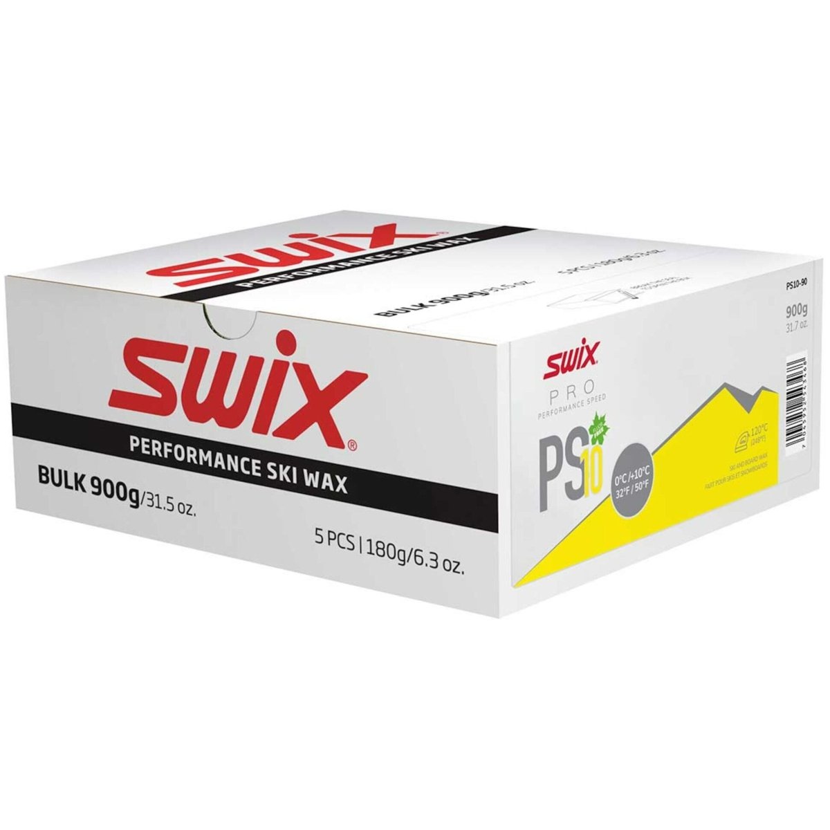Swix - PS5 Turquoise, - 10°C/ - 18°C Gleitwachs - PS10 Yellow 0°C/+10°C, 900g - SX-PS10-90 - Sportbrands24