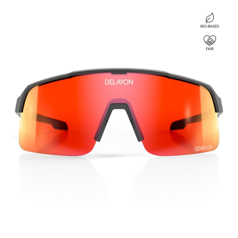 Delayon Eyewear - Pulse Sportbrille - Matte Black - Red VLT 18 - DL-C3-24-31140 - Sportbrands24