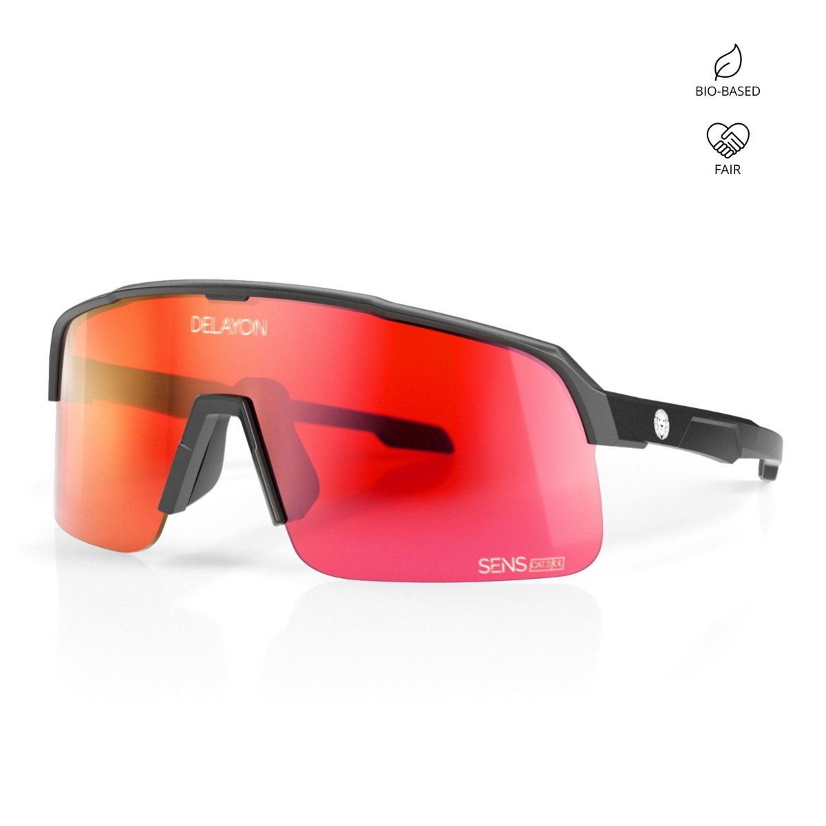 Delayon Eyewear - Pulse Sportbrille - Matte Black - Red VLT 18 - DL-C3-24-31140 - Sportbrands24