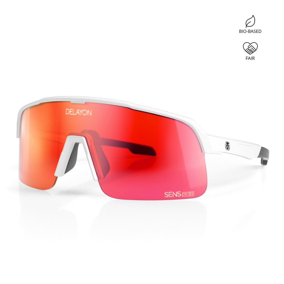Delayon Eyewear - Pulse Sportbrille - Matte White - Red VLT 18 - DL-C3-24-31240 - Sportbrands24
