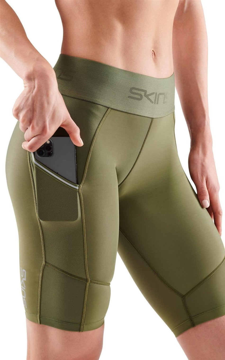 Skins - S3 Half tights Kompressionshose Damen - khaki - SK - ST40300020573XS - Sportbrands24