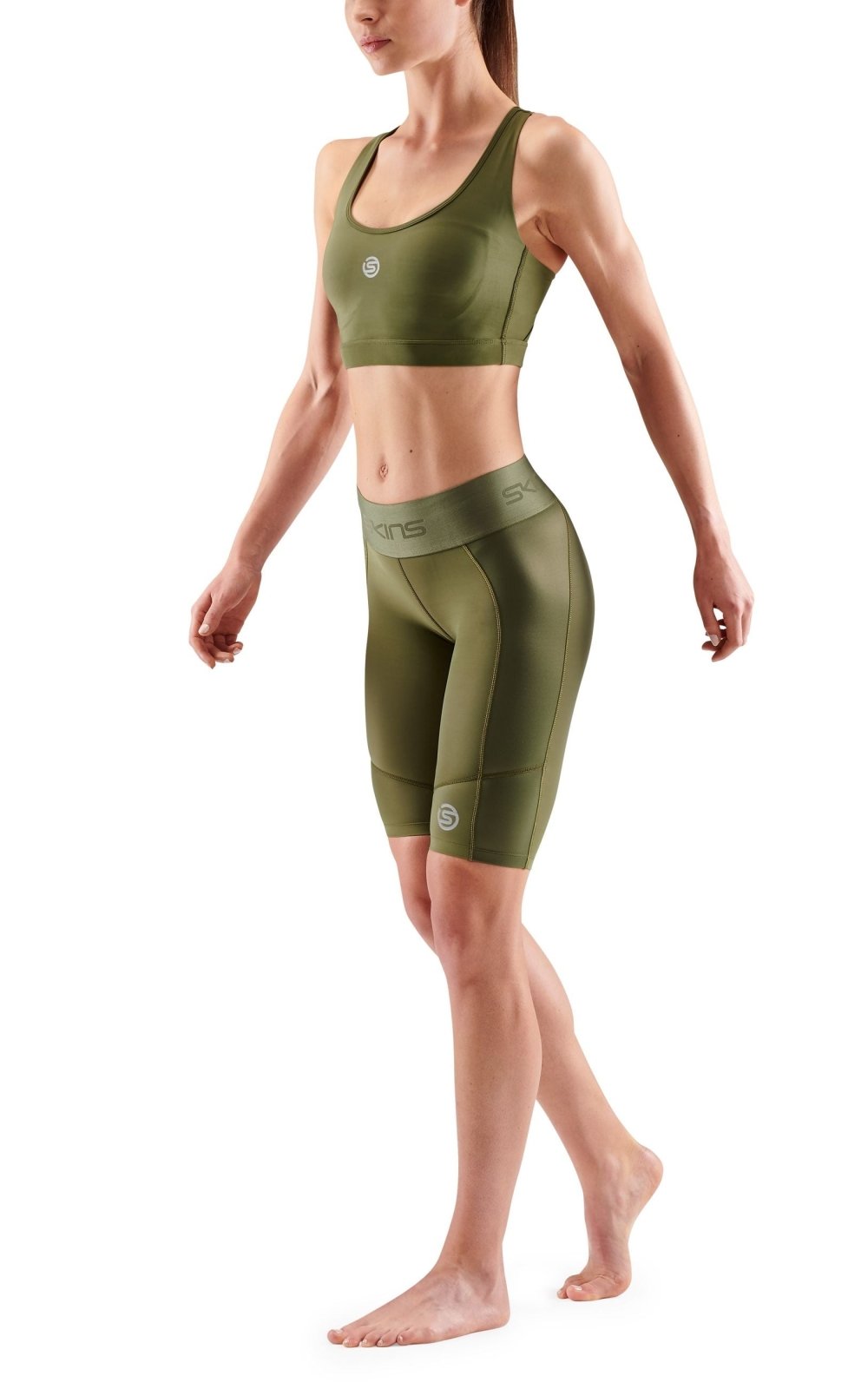 Skins - S3 Half tights Kompressionshose Damen - khaki - SK - ST40300020573XS - Sportbrands24