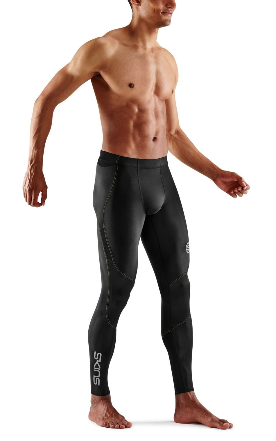 Skins - S3 Long Tights 400 Kompressionshose Herren - black/yellow - SK - ST00300299052S - Sportbrands24