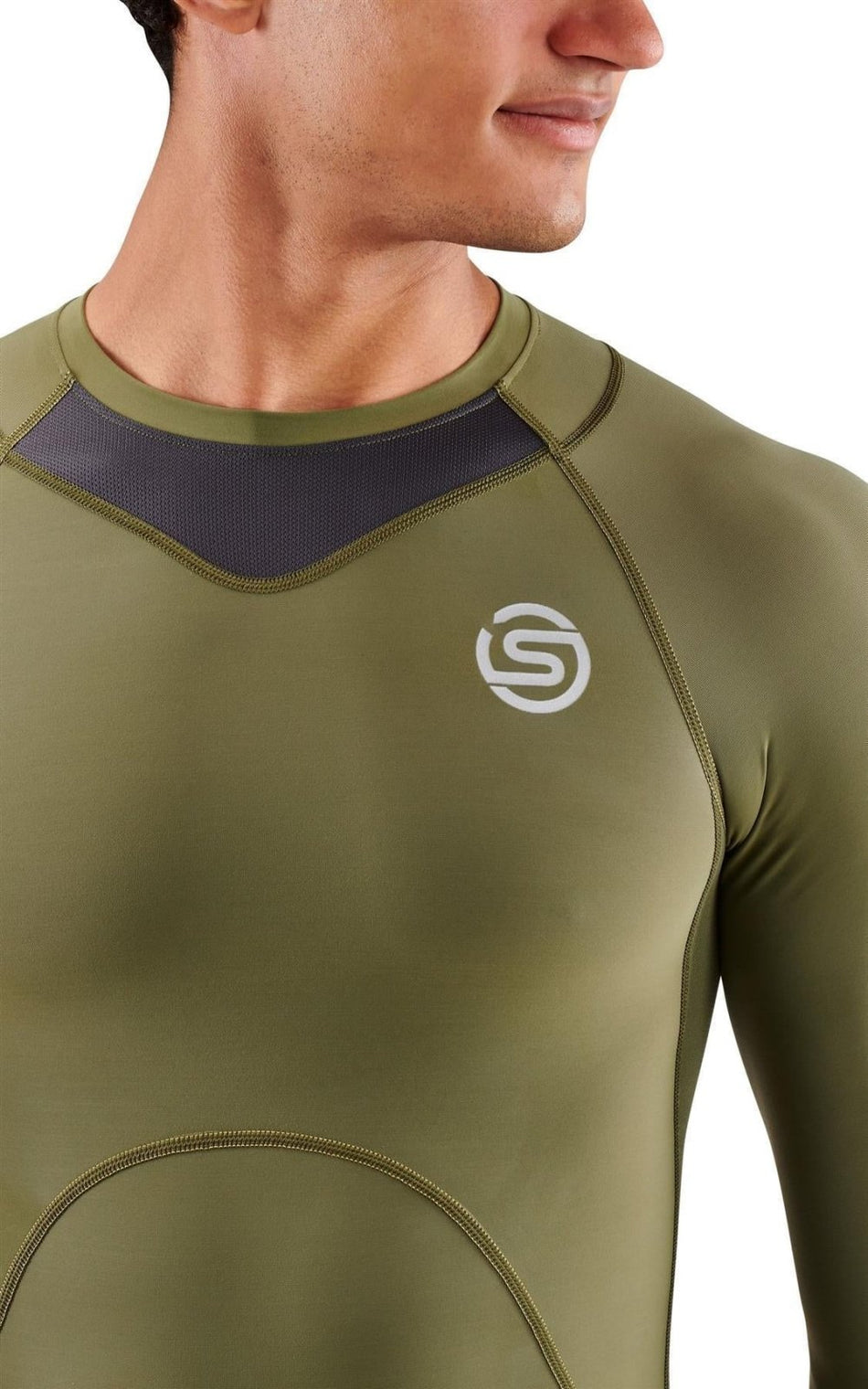 Skins - S3 Longsleeve Kompressionsshirt Herren - khaki - SK - ST00300050573S - Sportbrands24