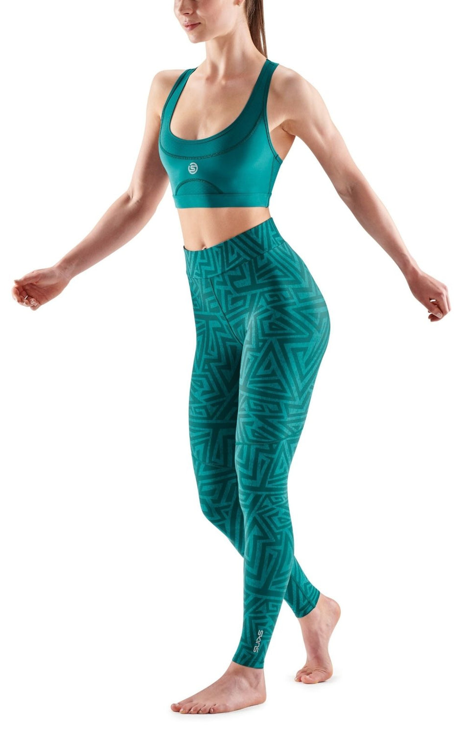 Skins - S3 Soft Long Tight Kompressionshose Damen - lt. teal angle - SK - ST40300080578XS - Sportbrands24