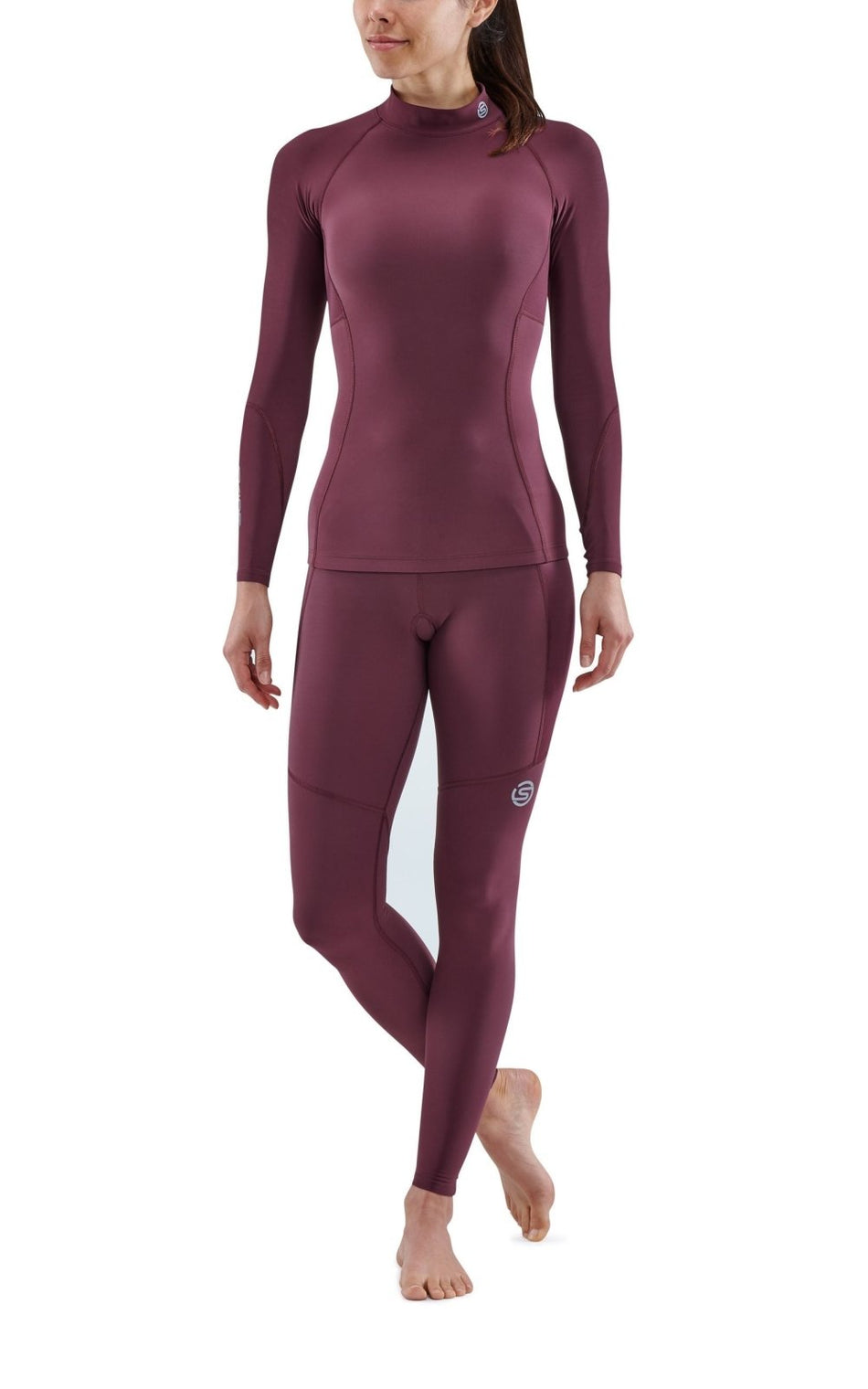 Skins - S3 Thermal Longsleeve Kompressionsshirt Damen - Burgundy - SK - ST40300661095XS - Sportbrands24