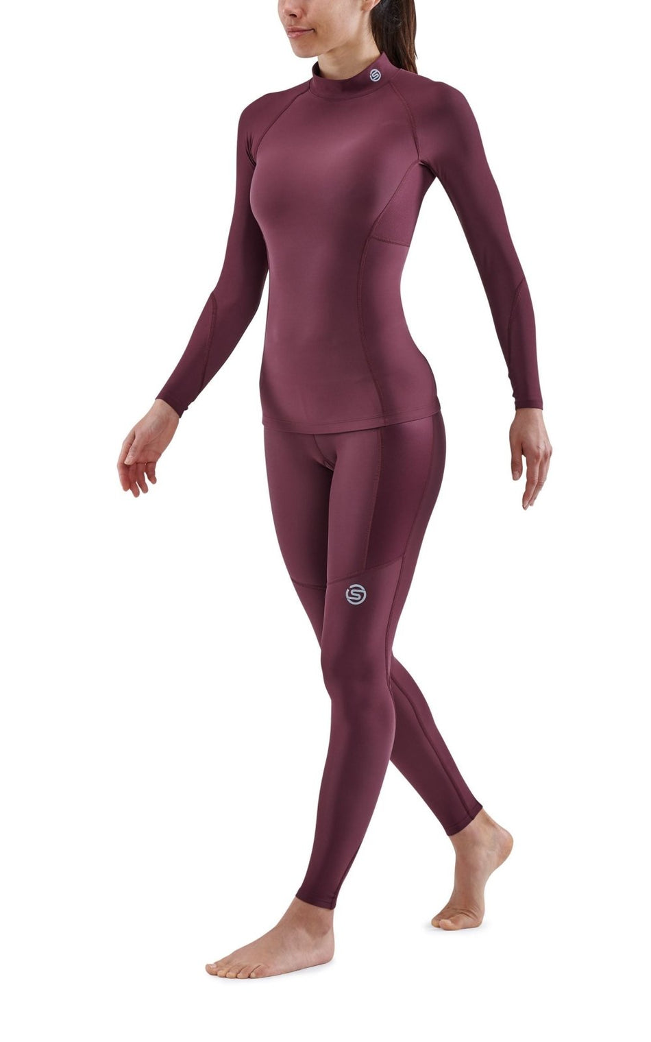 Skins - S3 Thermal Longsleeve Kompressionsshirt Damen - Burgundy - SK - ST40300661095XS - Sportbrands24