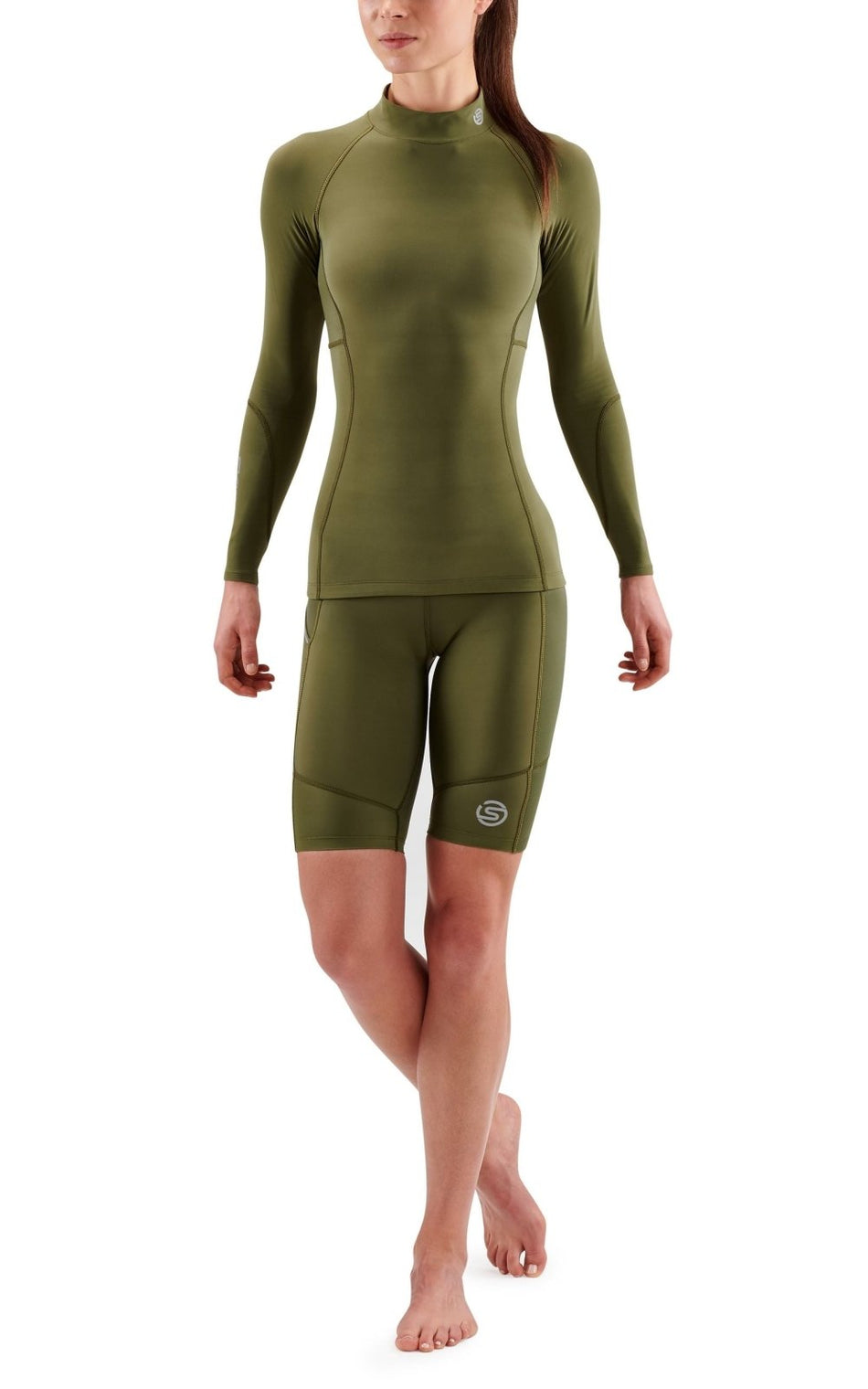 Skins - S3 Thermal Longsleeve Kompressionsshirt Damen - khaki - SK - ST40300660573XS - Sportbrands24