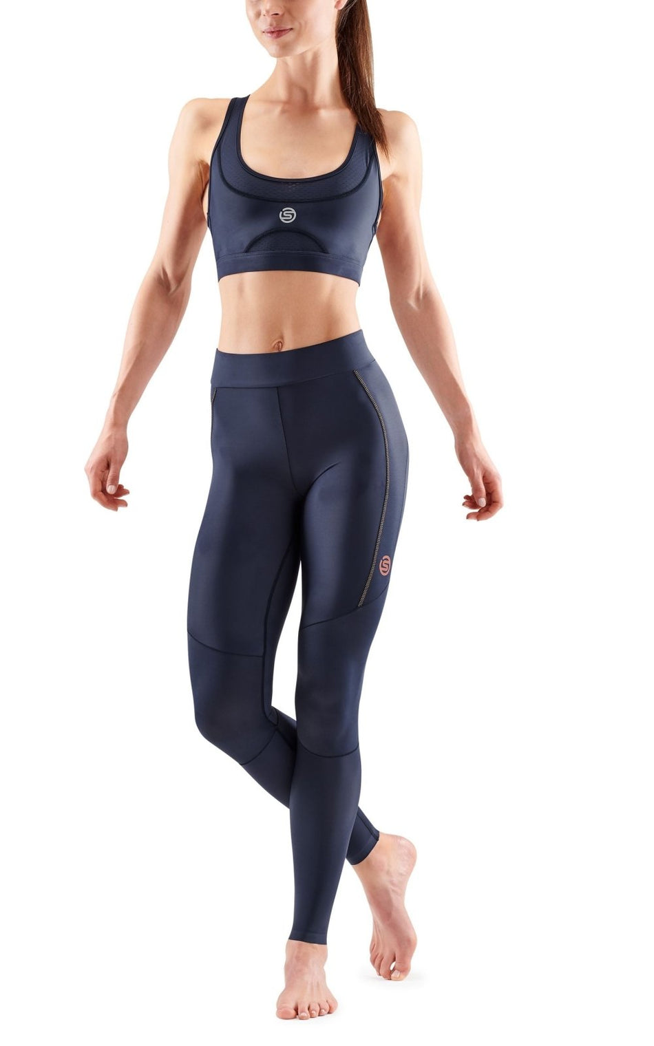 Skins - S5 Long Tights Kompressionshose Damen - navy blue - SK - SF40501199010XS - Sportbrands24