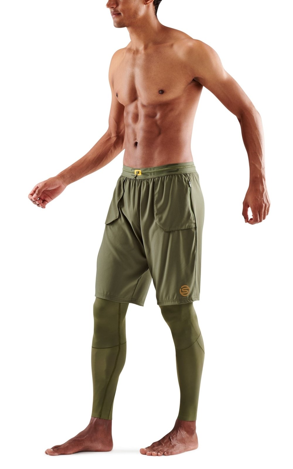 Skins - S5 Superpose Long Tights Kompressionshose Herren - khaki - SK - SF00500390573S - Sportbrands24