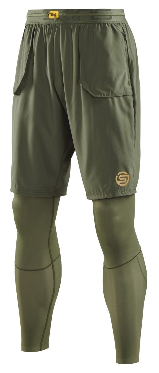 Skins - S5 Superpose Long Tights Kompressionshose Herren - khaki - SK-SF00500390573S - Sportbrands24