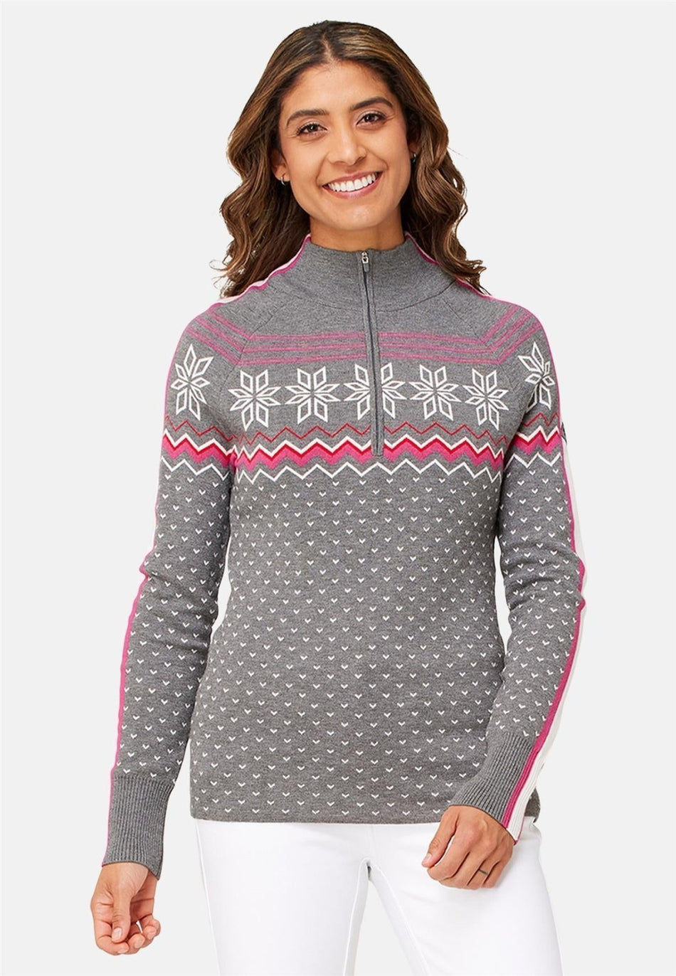 Krimson Klover - Snowhut Zip Neck Pullover Damen - m. grey - KK - F24713 - 037 - XS - Sportbrands24