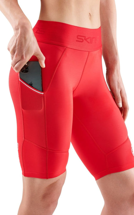 Skins - S3 Half tights Kompressionshose Damen - red - SK-ST40300029014XS - Sportbrands24