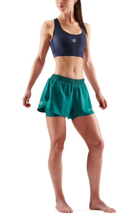 Skins - 2 - in - 1 Superpose Shorts Damen - lt teal - SK-ST40300120574XS - Sportbrands24