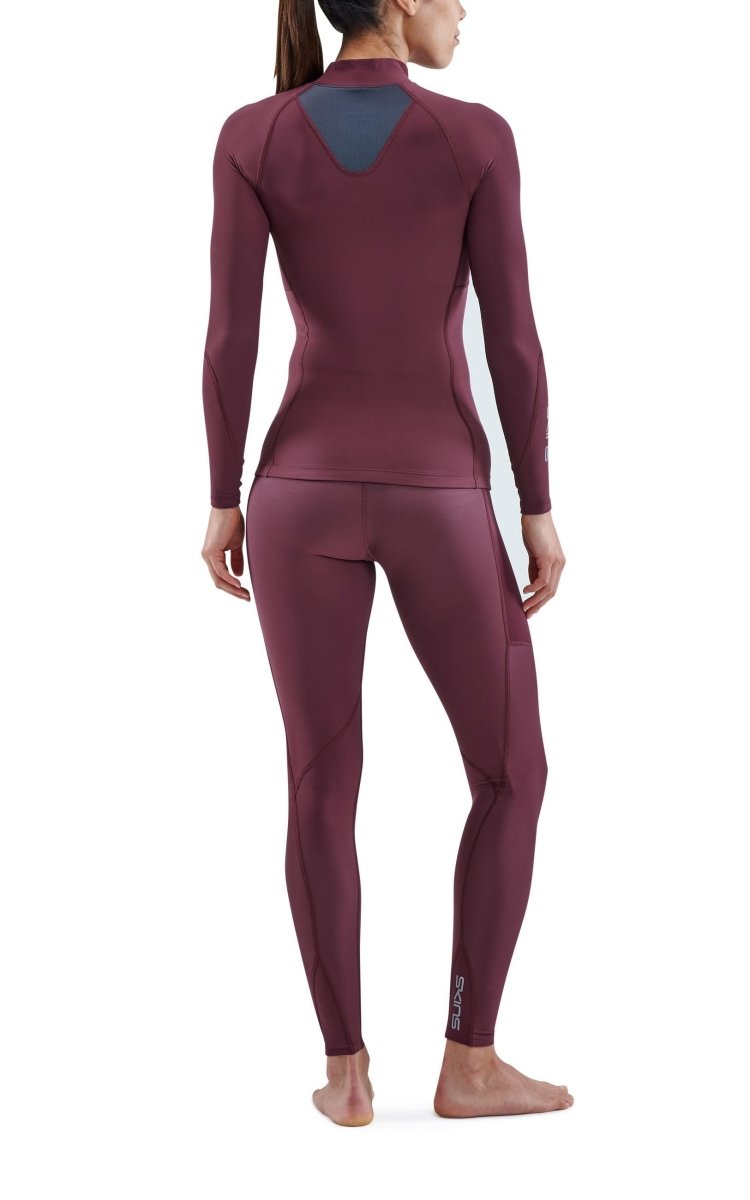 Skins - S3 Thermal Longsleeve Kompressionsshirt Damen - Burgundy - SK-ST40300661095XS - Sportbrands24