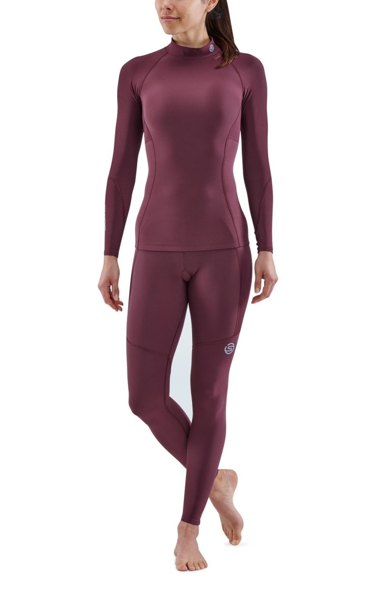 Skins - S3 Thermal Longsleeve Kompressionsshirt Damen - Burgundy - SK-ST40300661095M - Sportbrands24
