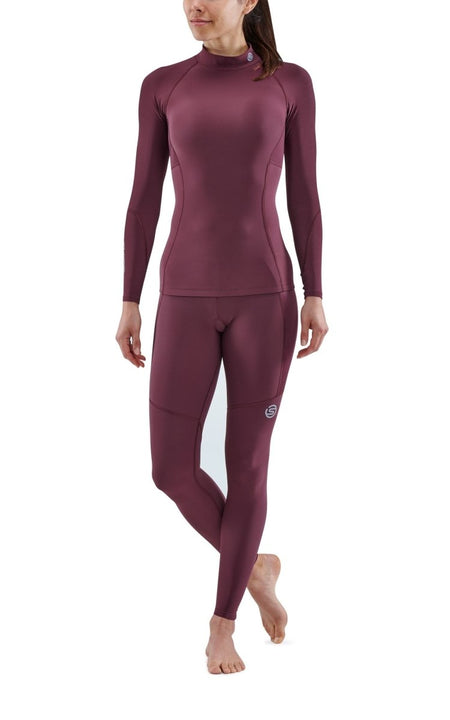 Skins - S3 Thermal Longsleeve Kompressionsshirt Damen - Burgundy - SK-ST40300661095XL - Sportbrands24