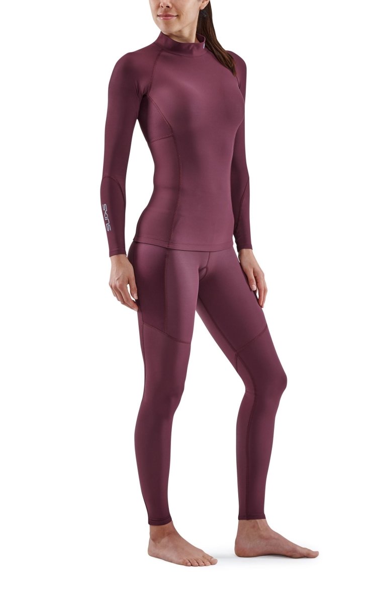 Skins - S3 Thermal Longsleeve Kompressionsshirt Damen - Burgundy - SK-ST40300661095XS - Sportbrands24