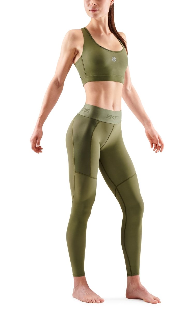 Skins - S3 Thermal Long Tight Kompressionshose Damen - khaki - SK-ST40301110573XS - Sportbrands24