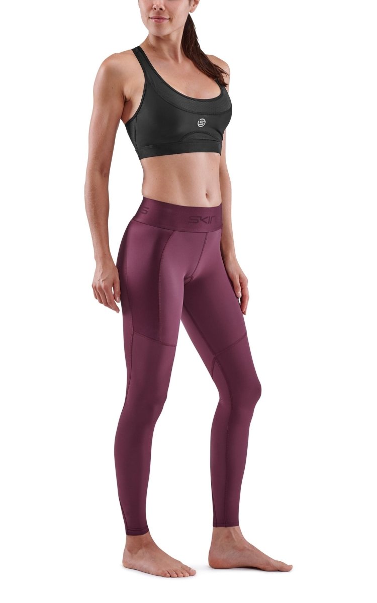 Skins - S3 Thermal Long Tight Kompressionshose Damen - Burgundy - SK-ST40301111095XS - Sportbrands24