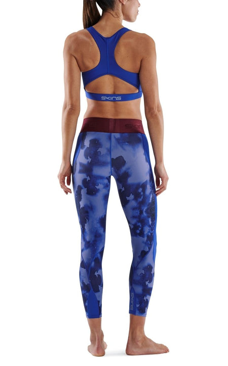 Skins - S3 Long Tights Kompressionshose Damen - Blue Camo - SK - ST40301190540XS - Sportbrands24